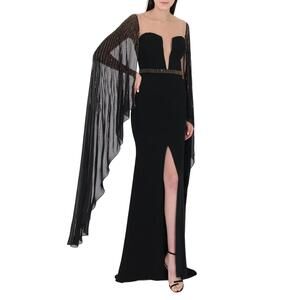 NEW FOREVER UNIQUE flying open sleeves dress in black
